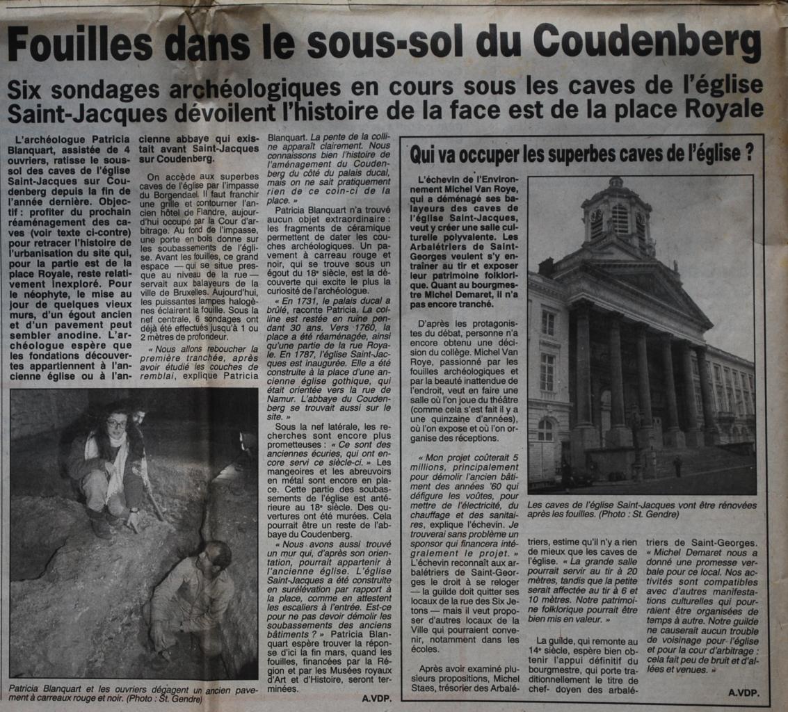 Fouilles au Borgendael (La Lanterne 23 janvier 1994