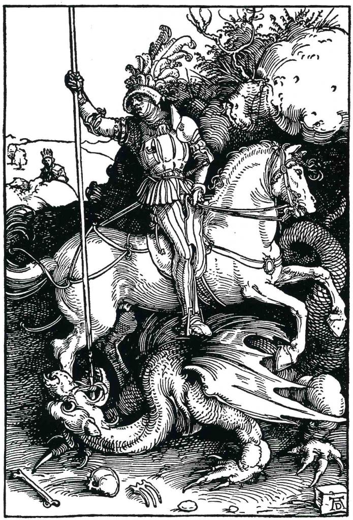 St-Georges et le dragon, Gravure sur bois